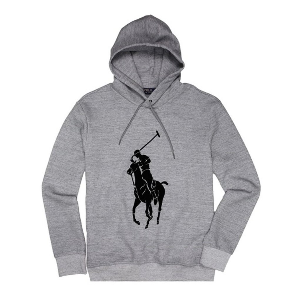NWT POLO RALPH LAUREN Men Signature Big Pony Pullover CLSC Hoodie Gray MSRP $165